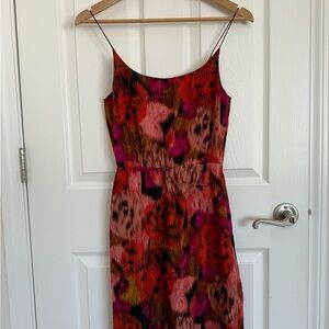 Women’s J. Crew Spaghetti Strap Watercolor Silk Slip Dress Size 0